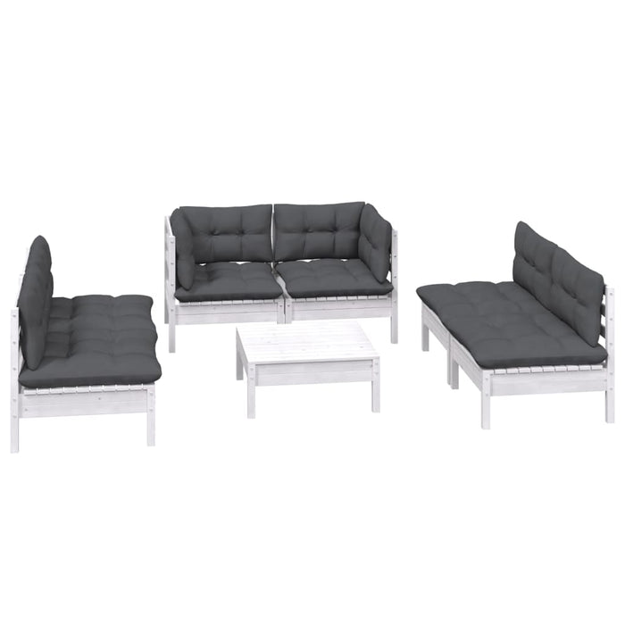 7-tlg. Garten-Lounge-Set mit Kissen Kiefer Massivholz