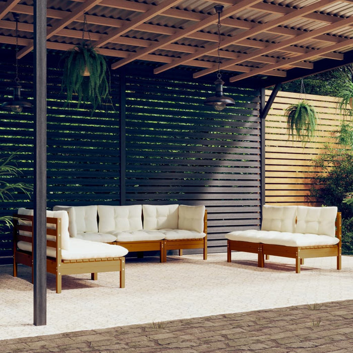 7-tlg. Garten-Lounge-Set mit Kissen Kiefer Massivholz