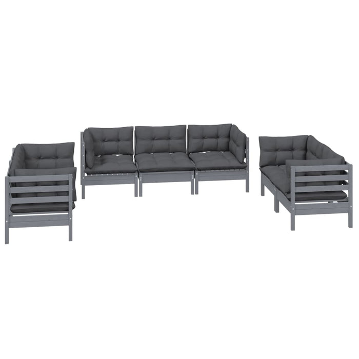 7-tlg. Garten-Lounge-Set mit Kissen Kiefer Massivholz