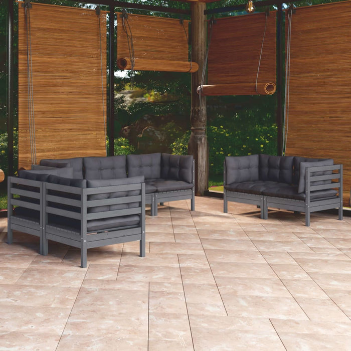 7-tlg. Garten-Lounge-Set mit Kissen Kiefer Massivholz