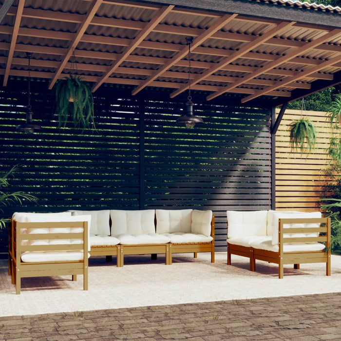 7-tlg. Garten-Lounge-Set mit Kissen Kiefer Massivholz