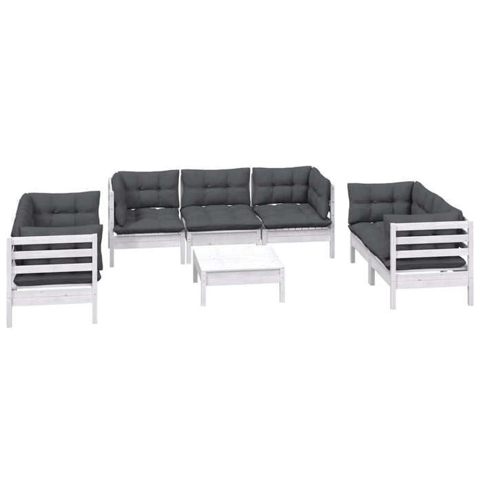 8-tlg. Garten-Lounge-Set mit Kissen Kiefer Massivholz