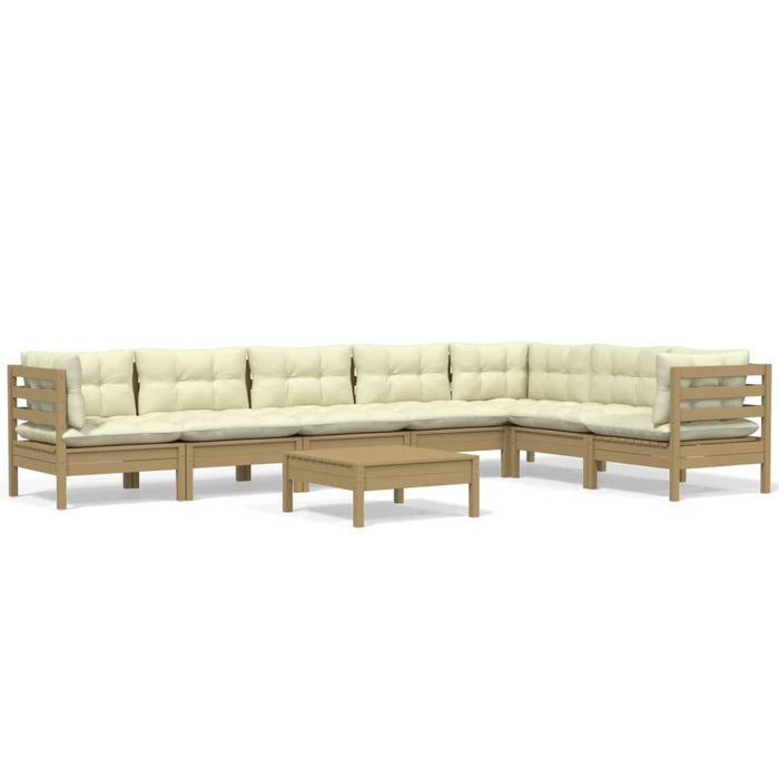 8-tlg. Garten-Lounge-Set mit Kissen Honigbraun Kiefernholz