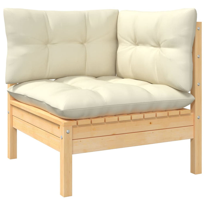 10 pcs. Garden lounge set with cream cushions solid pine wood