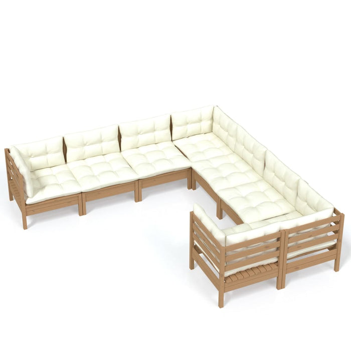 8-tlg. Garten-Lounge-Set mit Kissen Honigbraun Kiefernholz