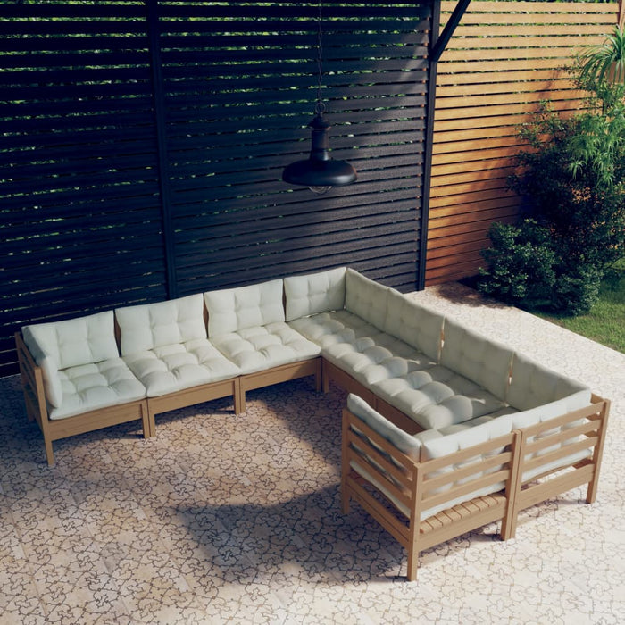 8-tlg. Garten-Lounge-Set mit Kissen Honigbraun Kiefernholz