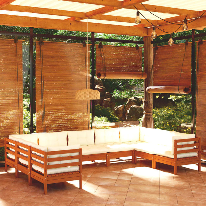 9-tlg. Garten-Lounge-Set mit Kissen Honigbraun Kiefernholz