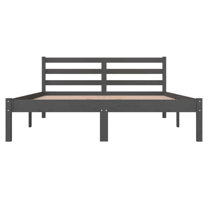 Massivholzbett Kiefer 135x190 cm Grau