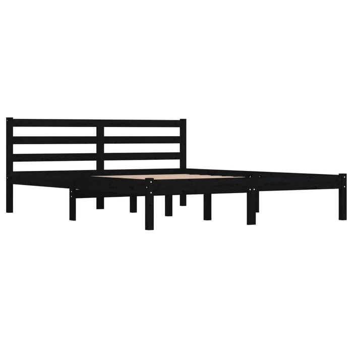 Massivholzbett Kiefer 150x200 cm Schwarz