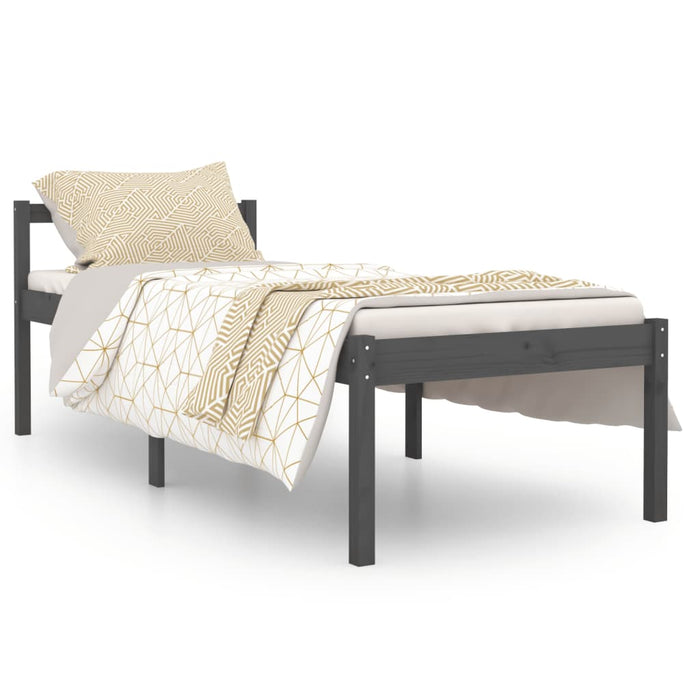 Seniorenbett Grau 90x200 cm Massivholz Kiefer