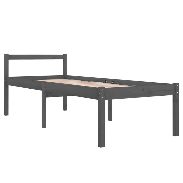 Seniorenbett Grau 90x200 cm Massivholz Kiefer