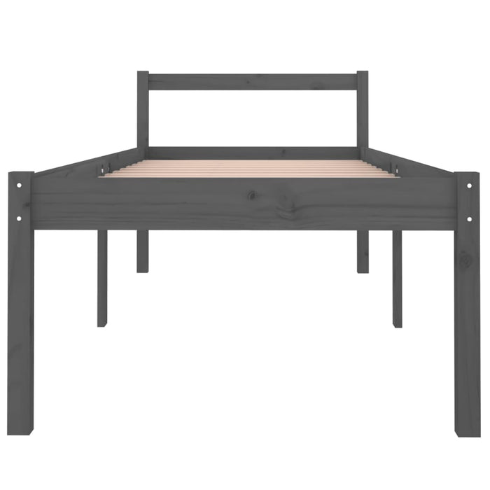 Seniorenbett Grau 90x200 cm Massivholz Kiefer