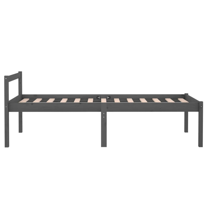 Seniorenbett Grau 90x200 cm Massivholz Kiefer