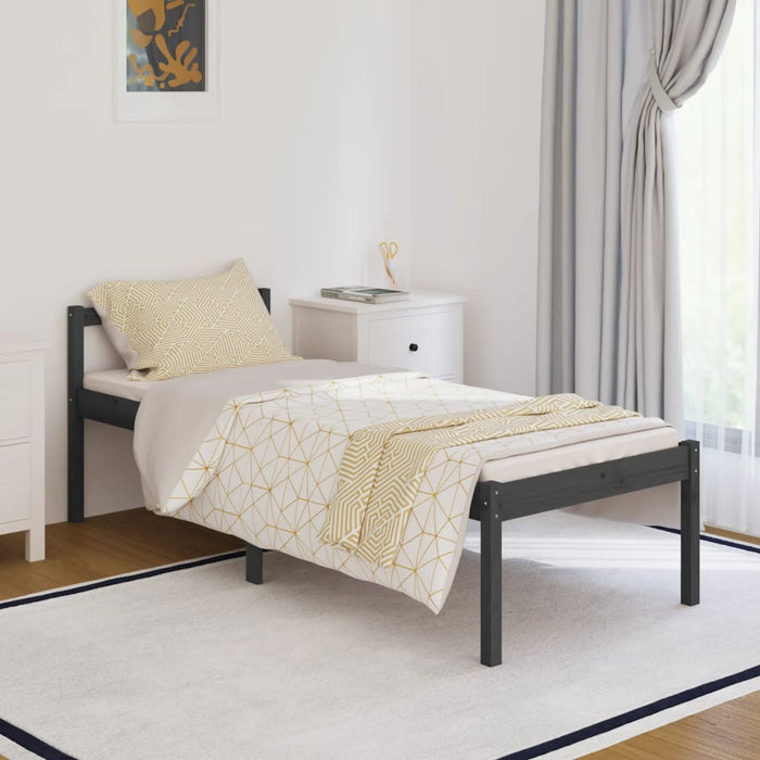 Seniorenbett Grau 90x200 cm Massivholz Kiefer