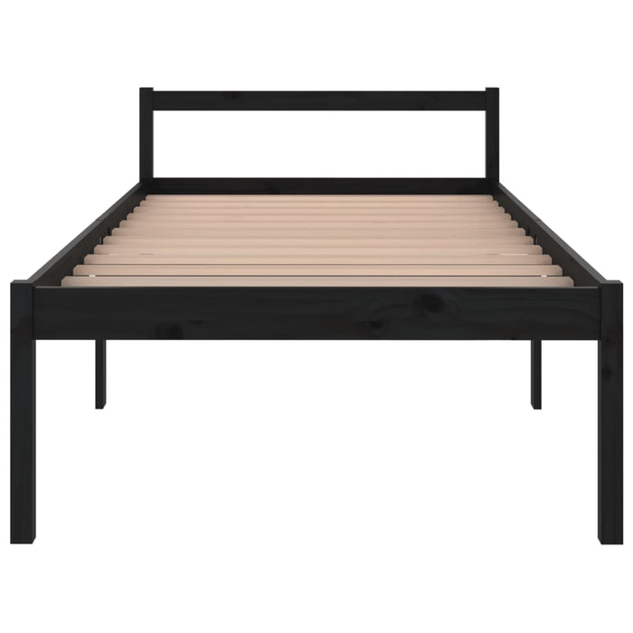 Seniorenbett Schwarz 100x200 cm Massivholz Kiefer