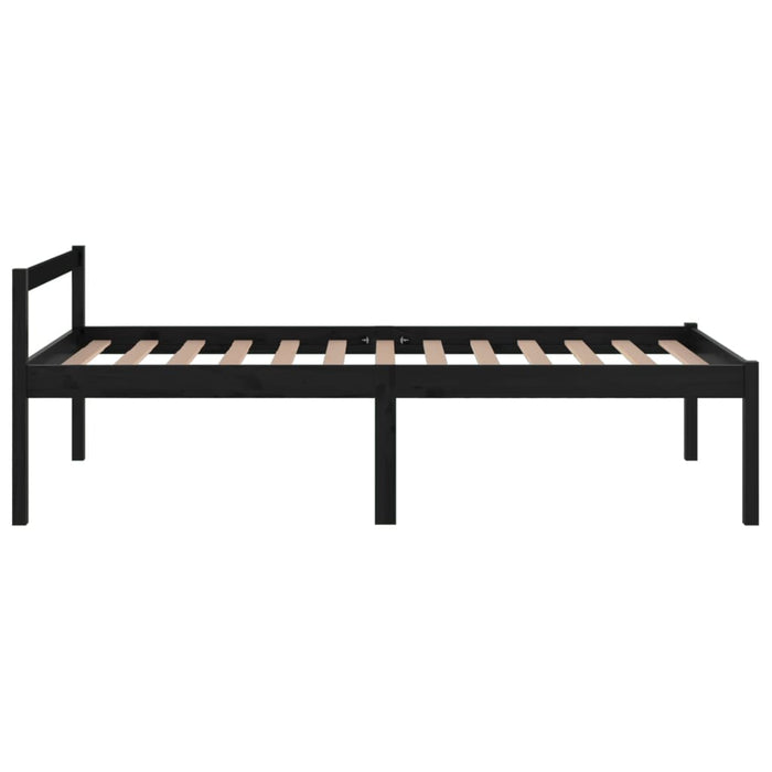 Seniorenbett Schwarz 100x200 cm Massivholz Kiefer