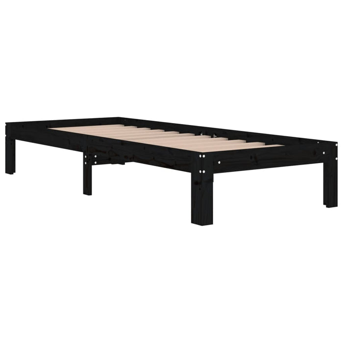 Massivholzbett Schwarz 75x190 cm