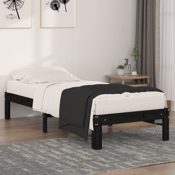 Massivholzbett Schwarz 75x190 cm