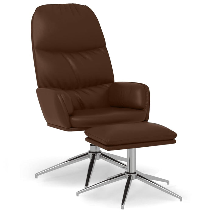 Relaxsessel mit Hocker Glänzend Braun Kunstleder