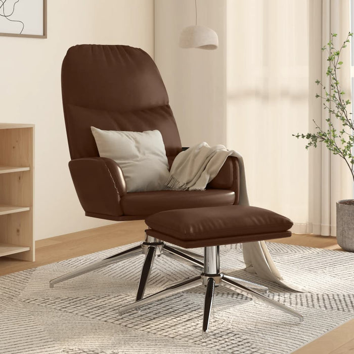 Relaxsessel mit Hocker Glänzend Braun Kunstleder