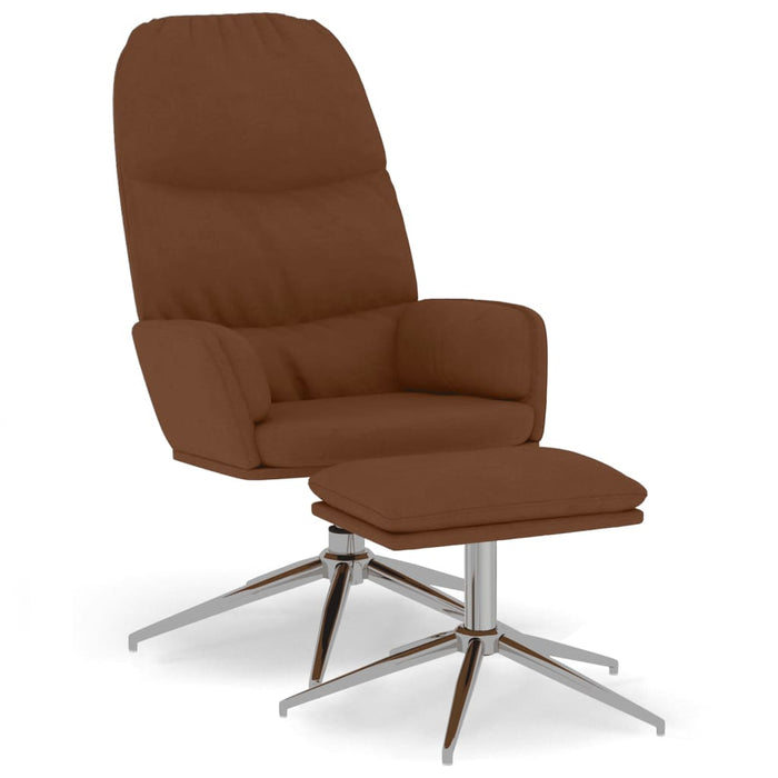Relaxsessel mit Hocker Braun Wildleder-Optik