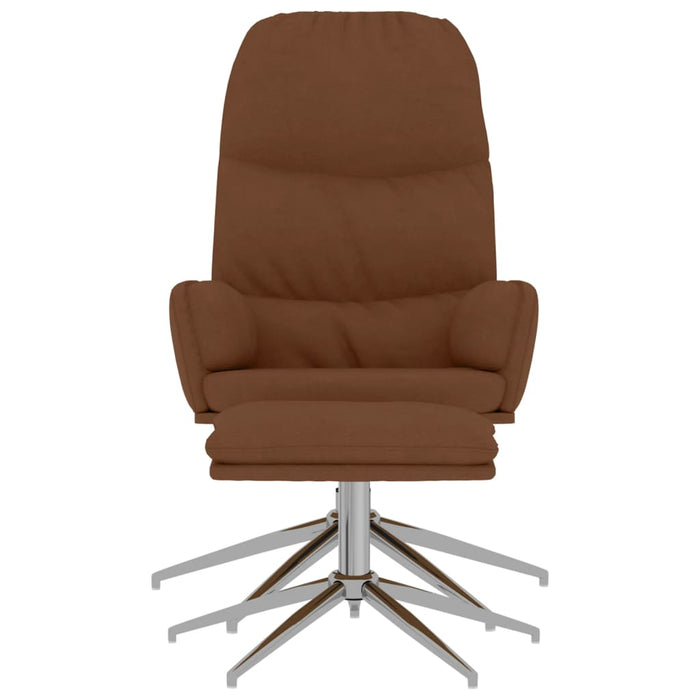 Relaxsessel mit Hocker Braun Wildleder-Optik