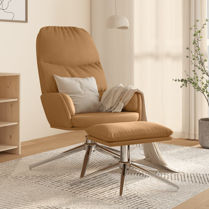 Relaxsessel mit Hocker Taupe Wildleder-Optik