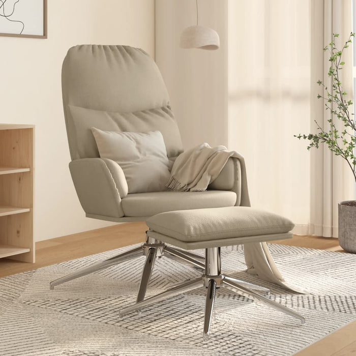 Relaxsessel mit Hocker Hellgrau Wildleder-Optik