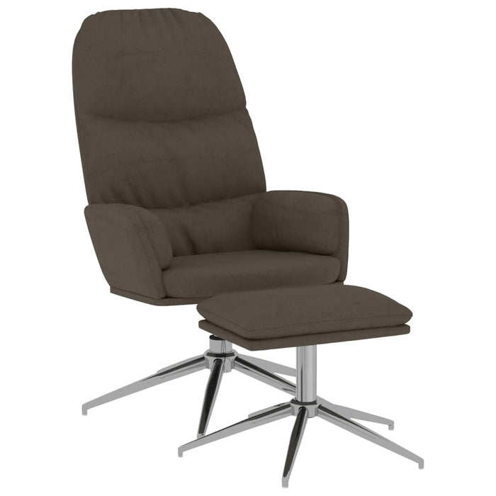 Relaxsessel mit Hocker Dunkelgrau Wildleder-Optik
