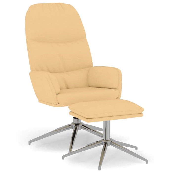 Relaxsessel mit Hocker Cremeweiß Wildleder-Optik