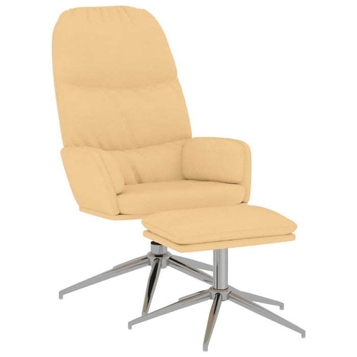 Relaxsessel mit Hocker Cremeweiß Wildleder-Optik
