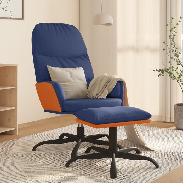Relaxsessel mit Hocker Blau Stoff