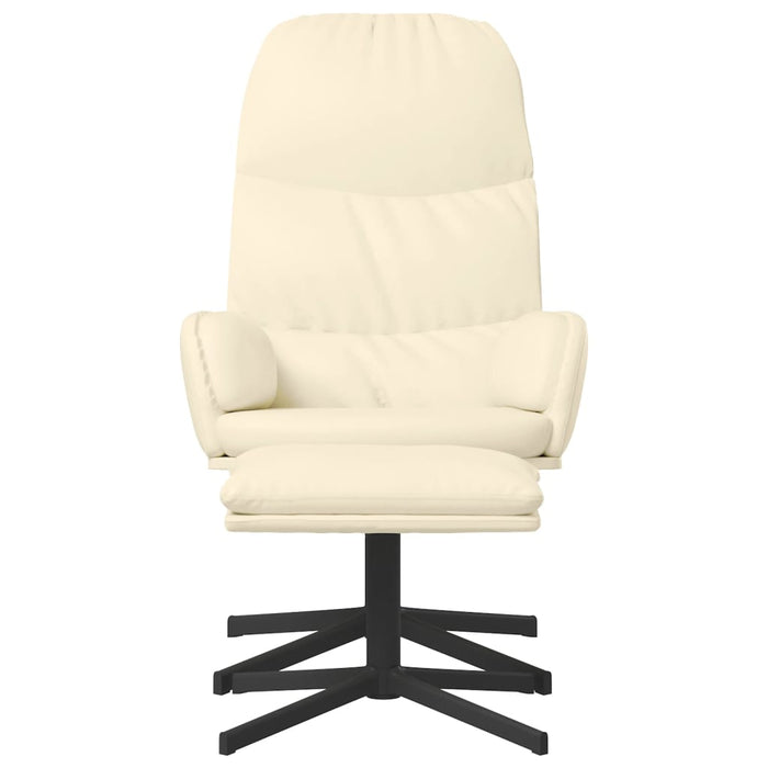 Relaxsessel mit Hocker Cremeweiß Kunstleder