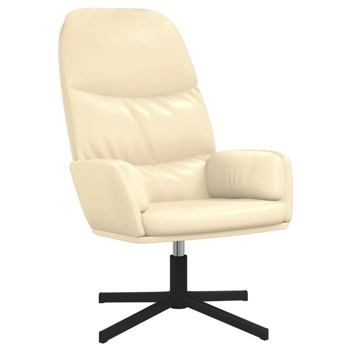 Relaxsessel mit Hocker Cremeweiß Kunstleder