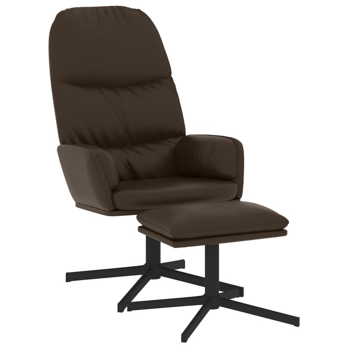 Relaxsessel mit Hocker Braun Kunstleder
