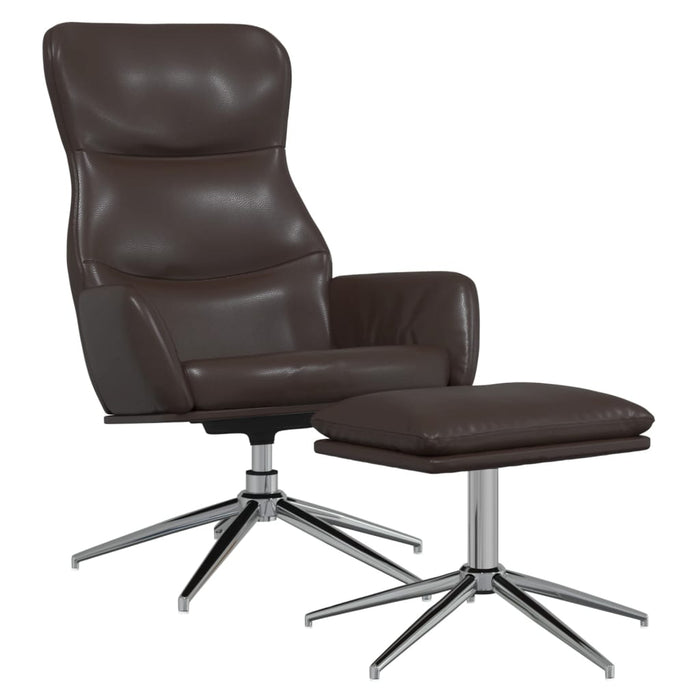 Relaxsessel mit Hocker Glänzend Braun Kunstleder