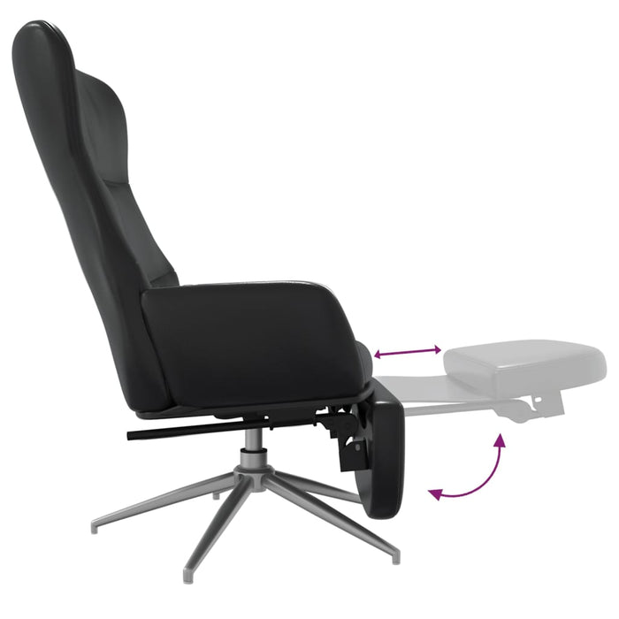 Relaxsessel mit Fußstütze Glänzend Schwarz Kunstleder