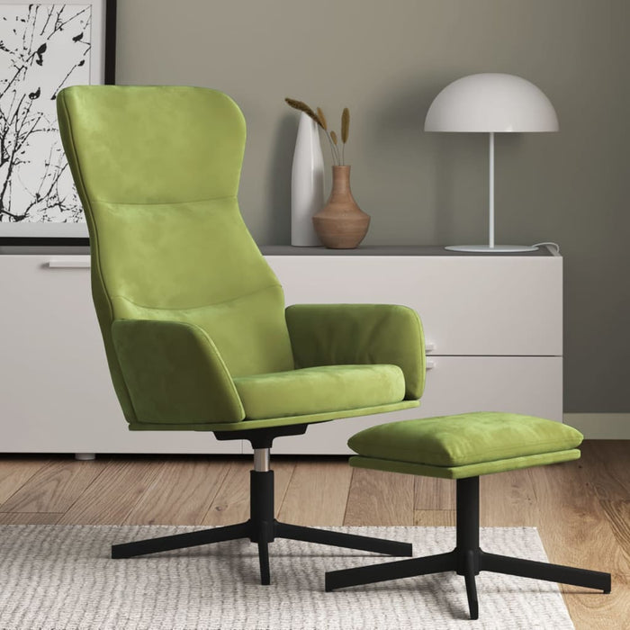 Relaxsessel mit Hocker Hellgrün Samt