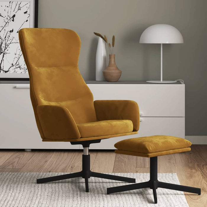 Relaxsessel mit Hocker Braun Samt