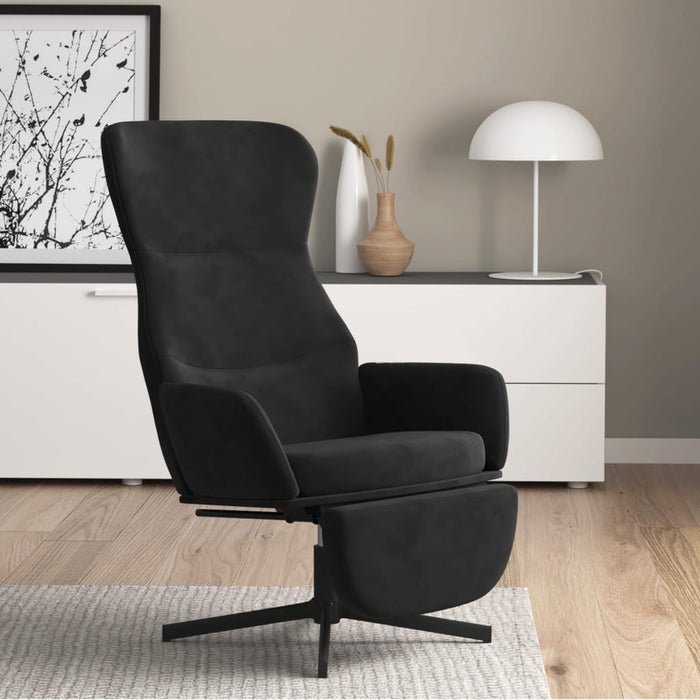 Relaxsessel mit Fußstütze Schwarz Samt