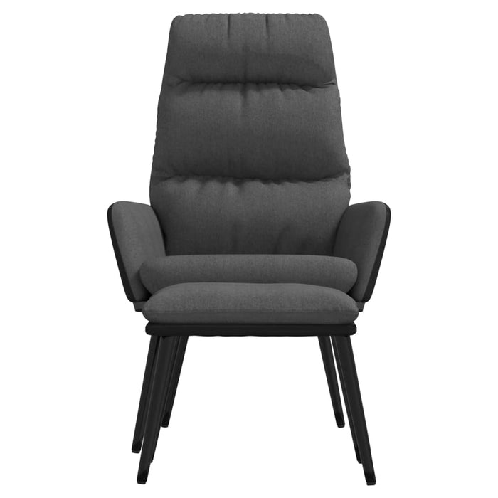 Relaxsessel mit Hocker Dunkelgrau Stoff und Kunstleder