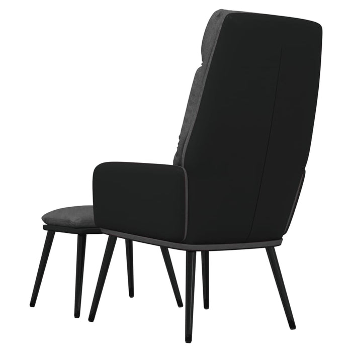 Relaxsessel mit Hocker Dunkelgrau Stoff und Kunstleder