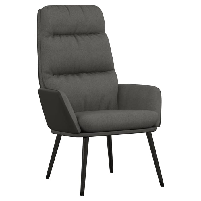 Relaxsessel mit Hocker Dunkelgrau Stoff und Kunstleder