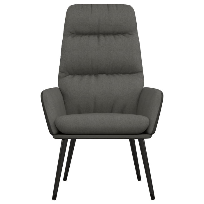 Relaxsessel mit Hocker Dunkelgrau Stoff und Kunstleder