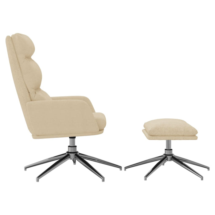 Relaxsessel mit Hocker Creme Stoff