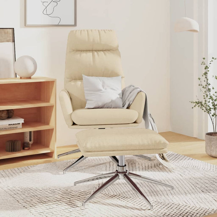 Relaxsessel mit Hocker Creme Stoff