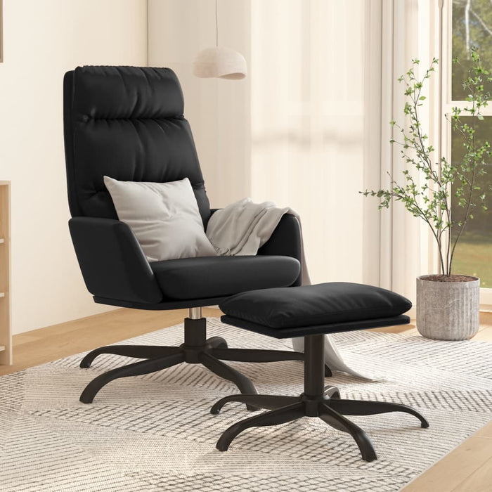 Relaxsessel mit Hocker Schwarz Kunstleder
