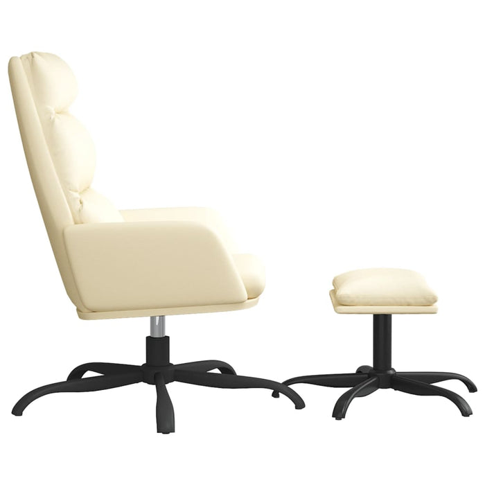 Relaxsessel mit Hocker Creme Kunstleder