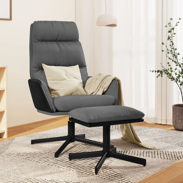 Relaxsessel mit Hocker Hellgrau Stoff