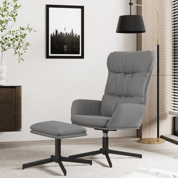 Relaxsessel mit Hocker Anthrazitgrau Kunstleder